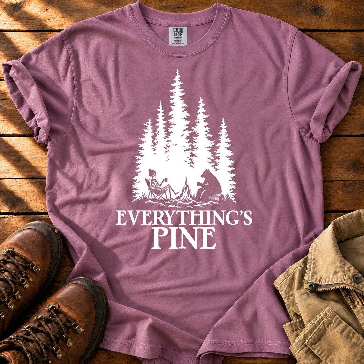 Everything's Pine T-shirt — Berry / S