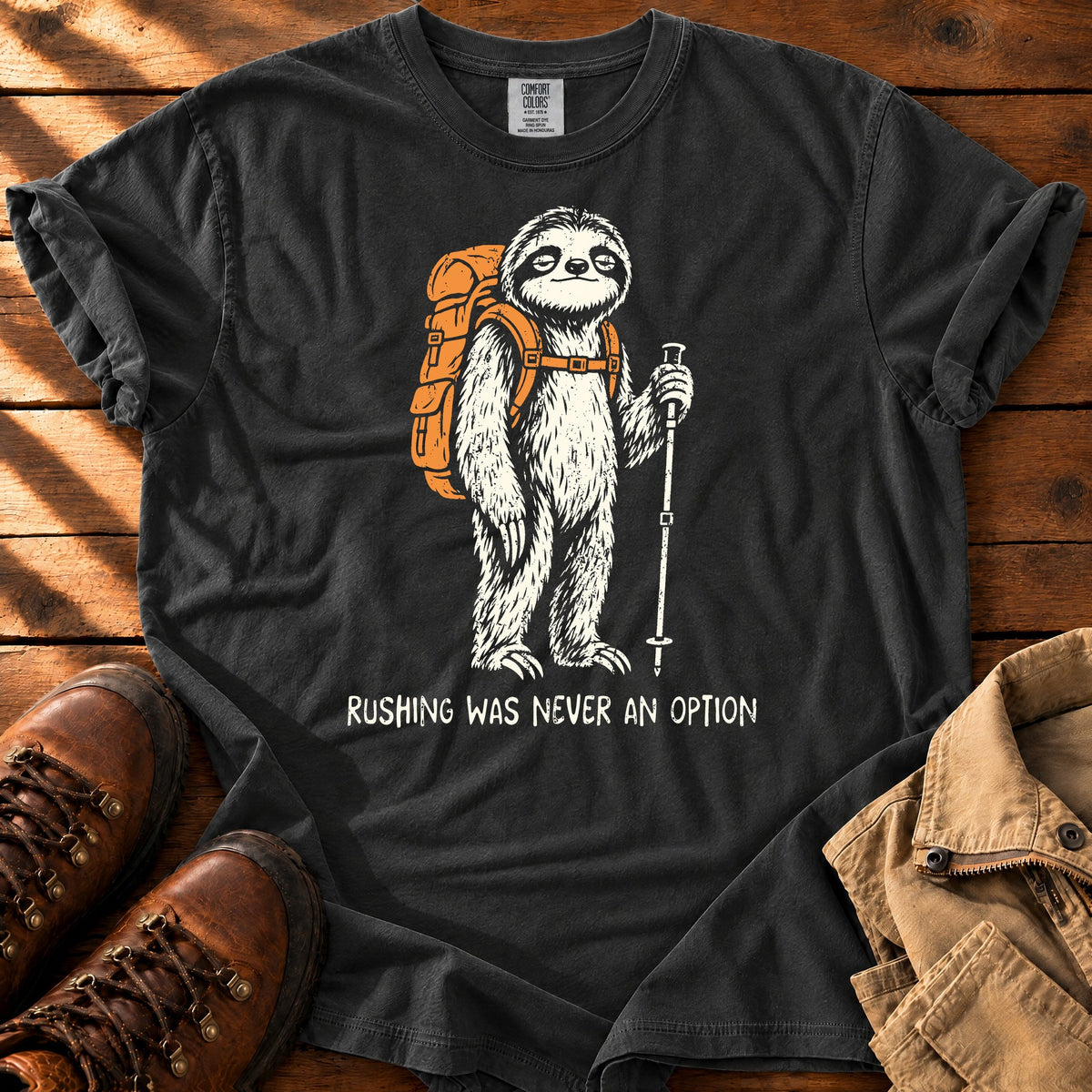 No Rush Sloth T-Shirt — Black / S