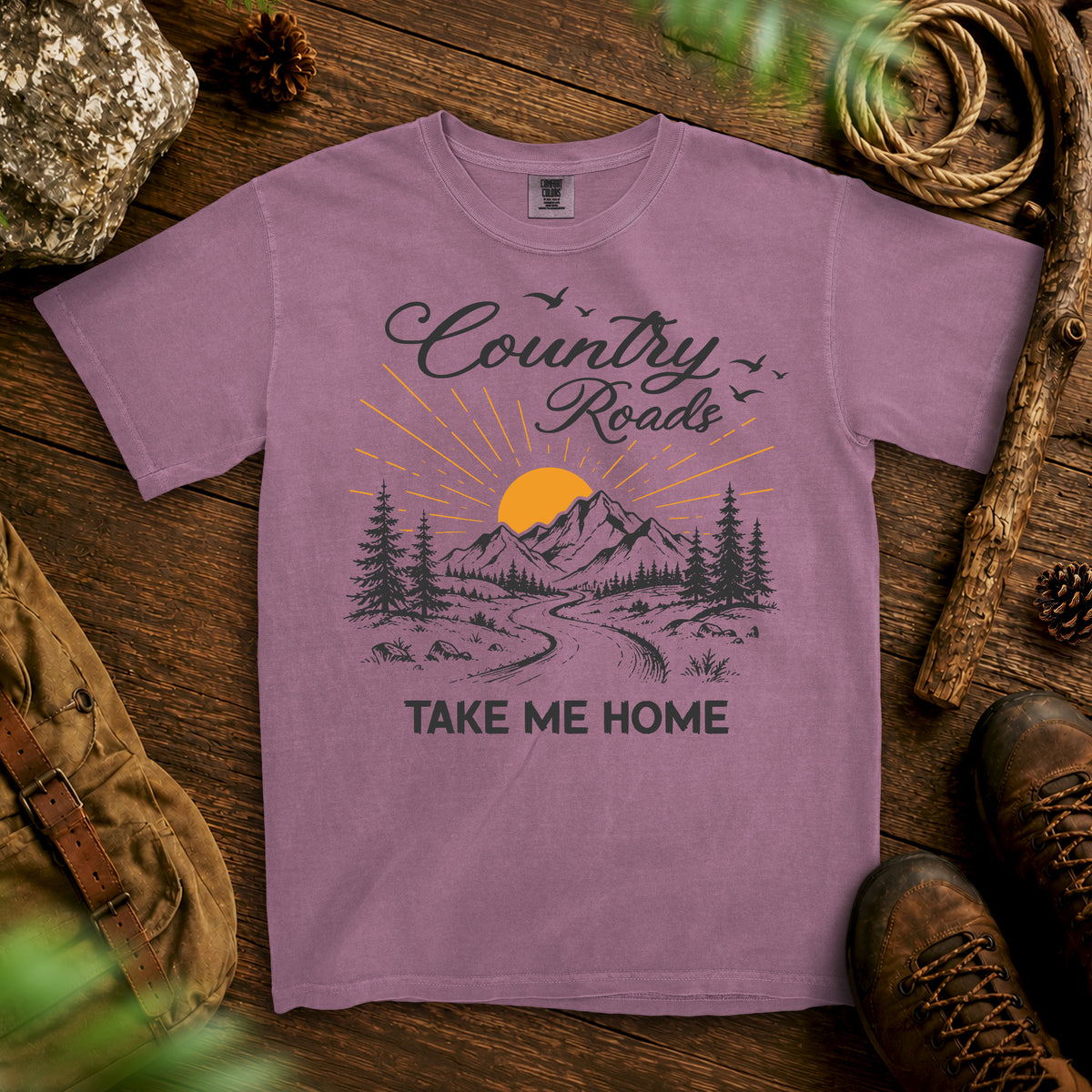 Country Roads T-shirt — Berry
