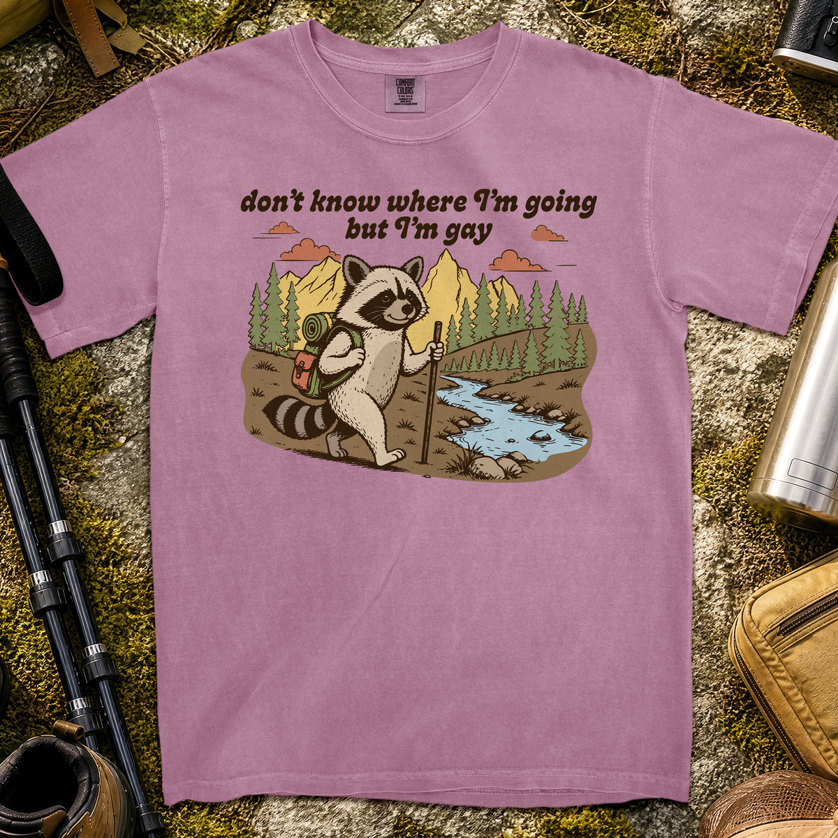Pride Trail Raccoon T-Shirt — Berry