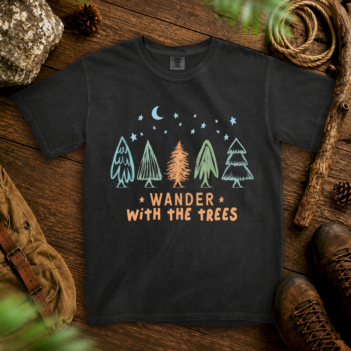 Wander Nature Trees T-Shirt — Black