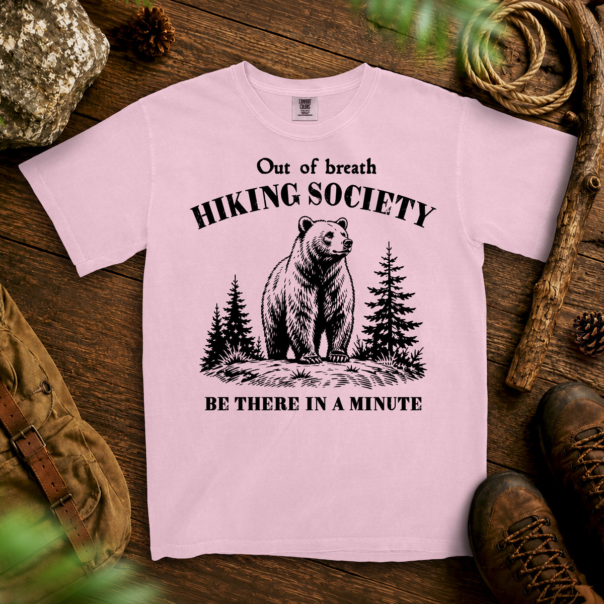 Bear Hiking Society T-Shirt — Blossom