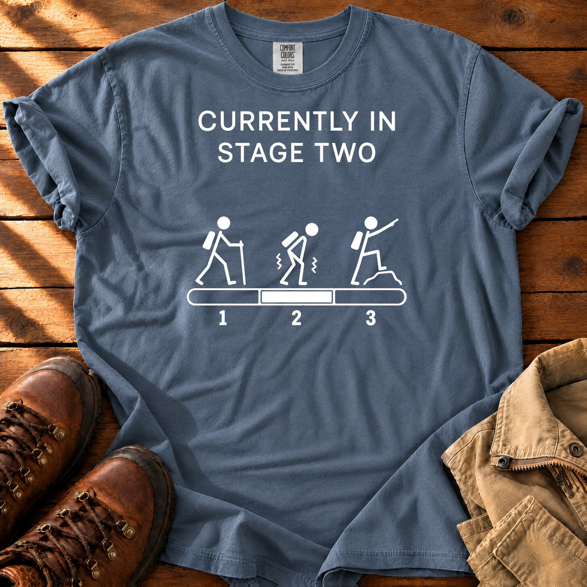 Hiker Waddle T-shirt — Denim / S