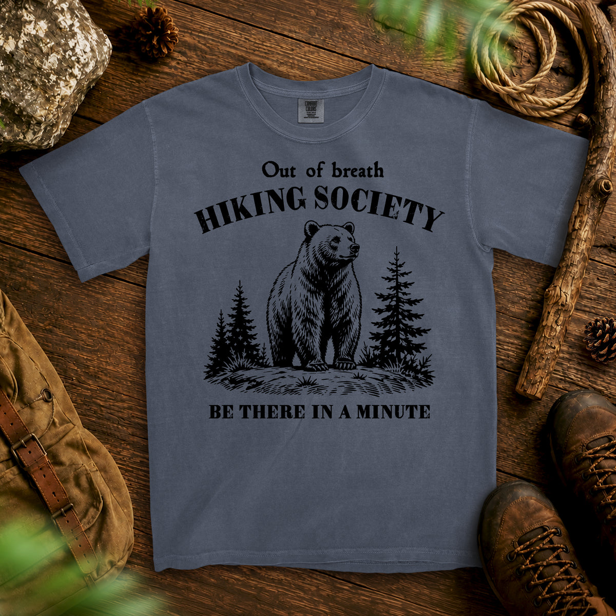 Bear Hiking Society T-Shirt — Denim