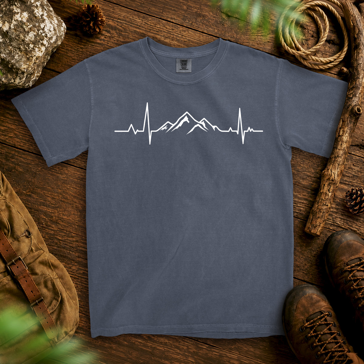 Mountain Heartbeat T-Shirt — Denim