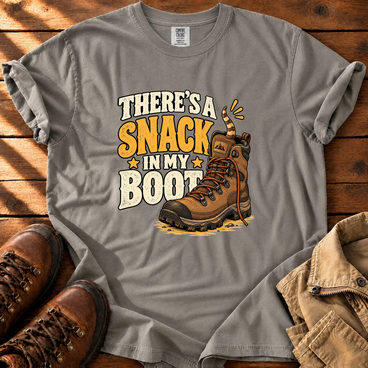 Snack In Boot T-shirt — Grey / S