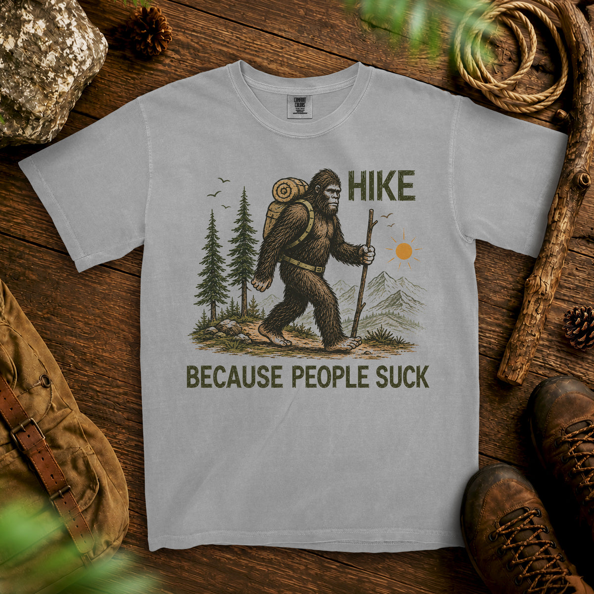 Bigfoot Hiking T-Shirt — Granite