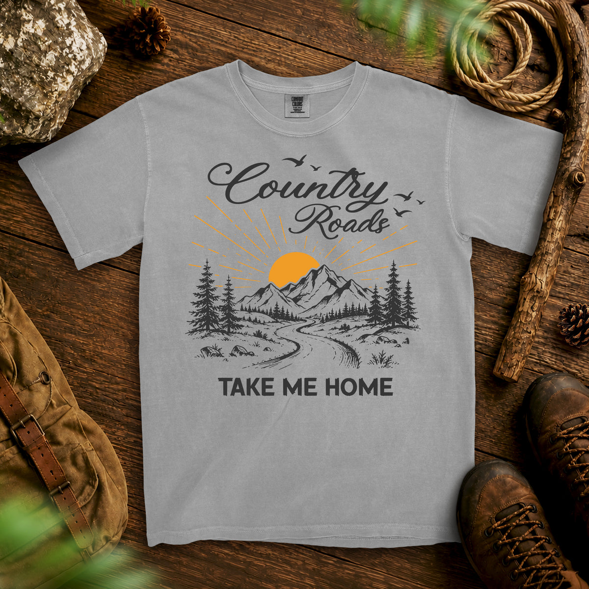 Country Roads T-shirt — Granite