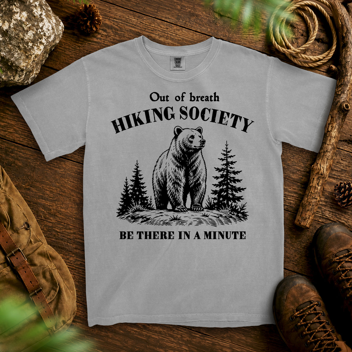 Bear Hiking Society T-Shirt — Granite
