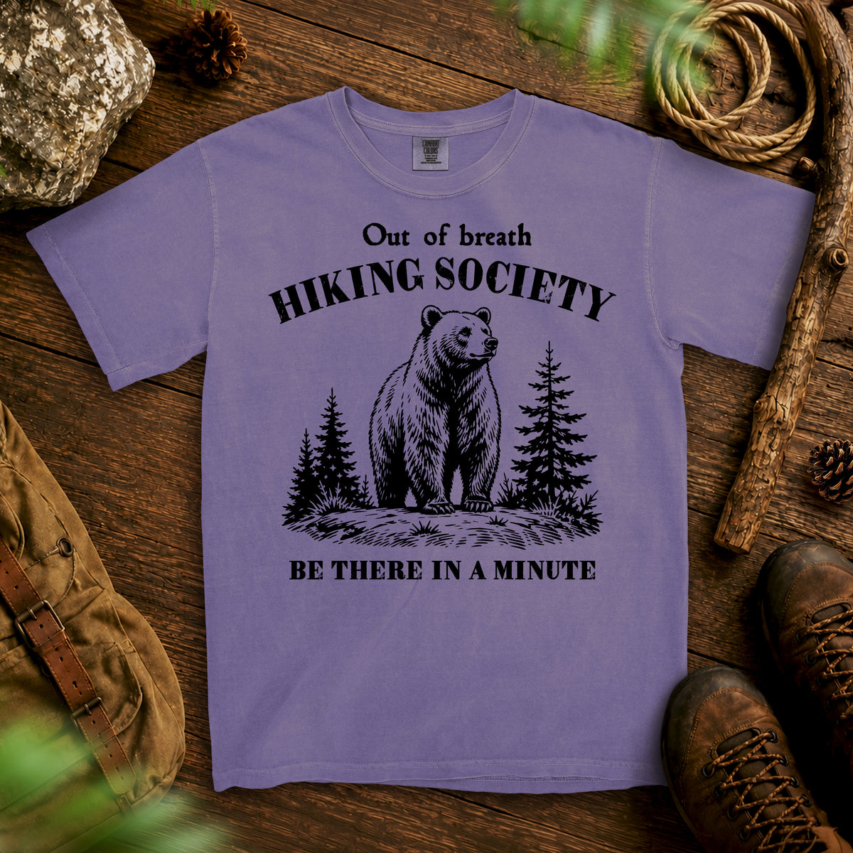Bear Hiking Society T-Shirt — Grape Juice