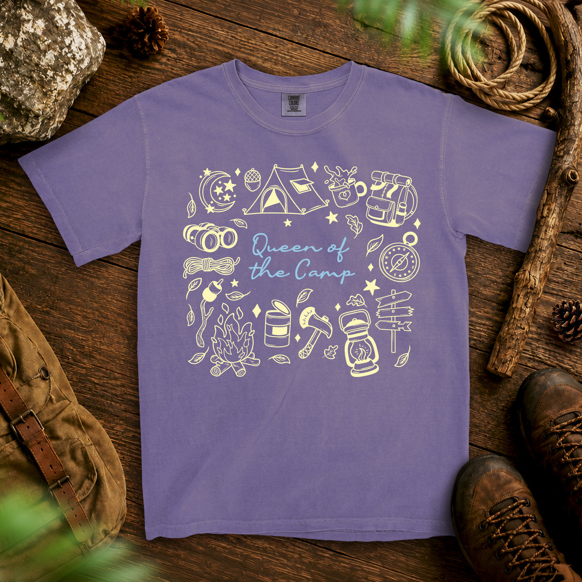 Campground Queen T-Shirt — Grape Juice