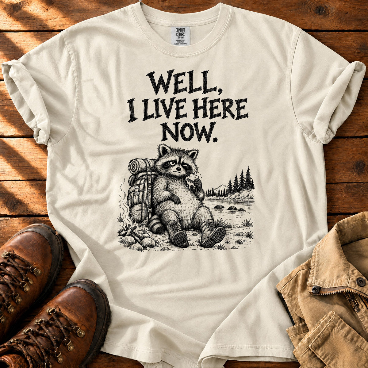 I Live Here T-Shirt — Ivory / S