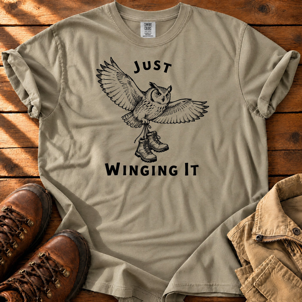 Winging It T-shirt — Khaki / S