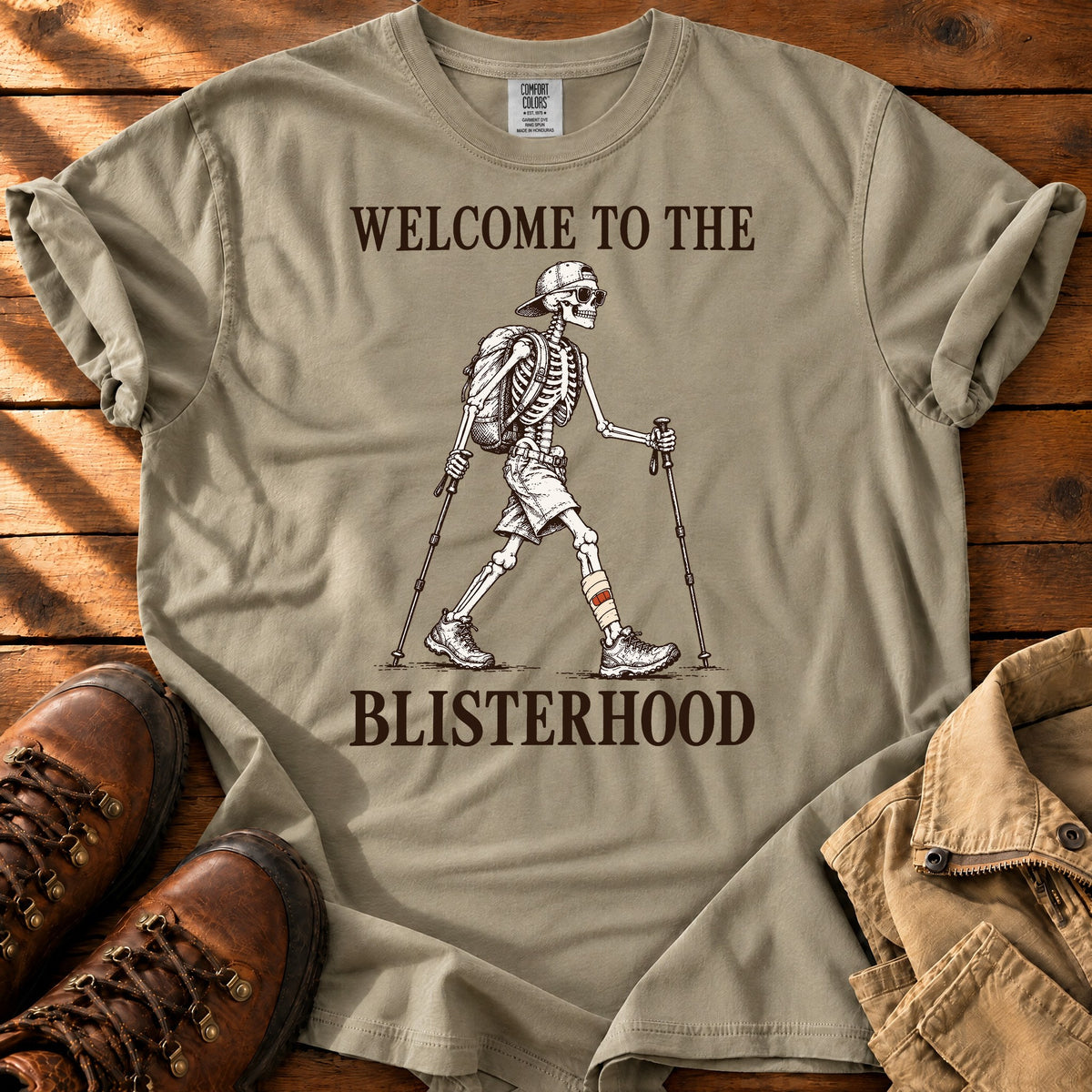 Welcome To Blister T-Shirt — Khaki / S