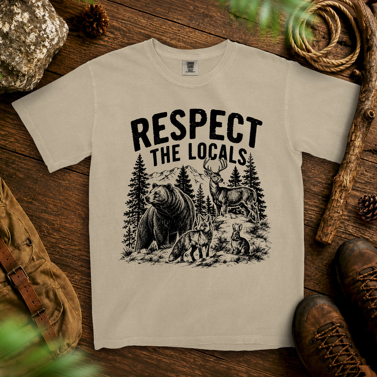 Respect The Local T-shirt — Khaki