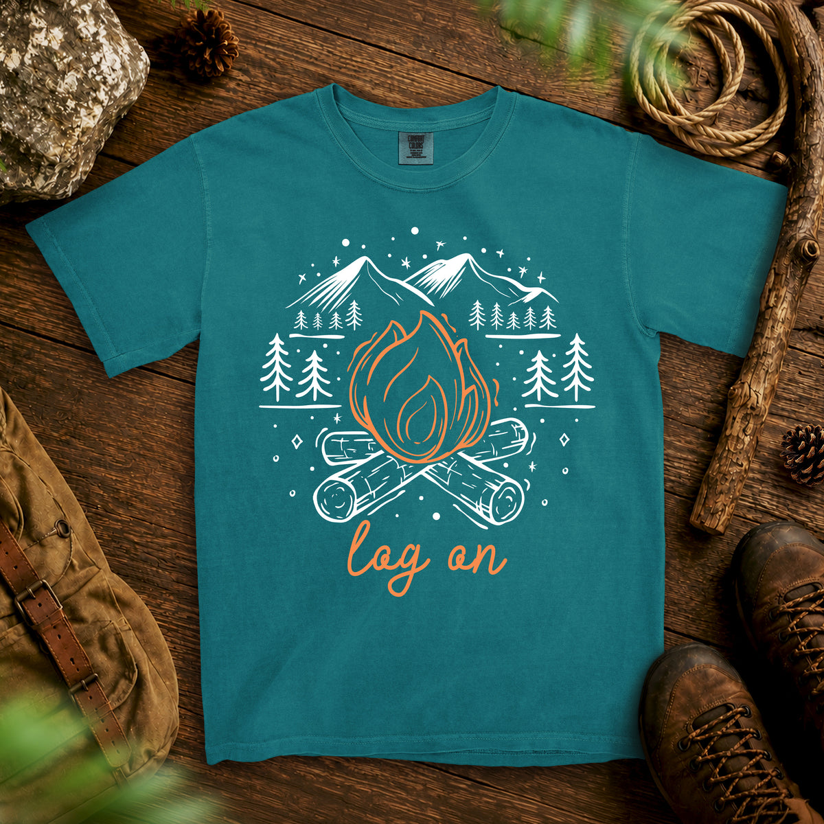 Log On Outdoors T-Shirt — Lagoon Blue