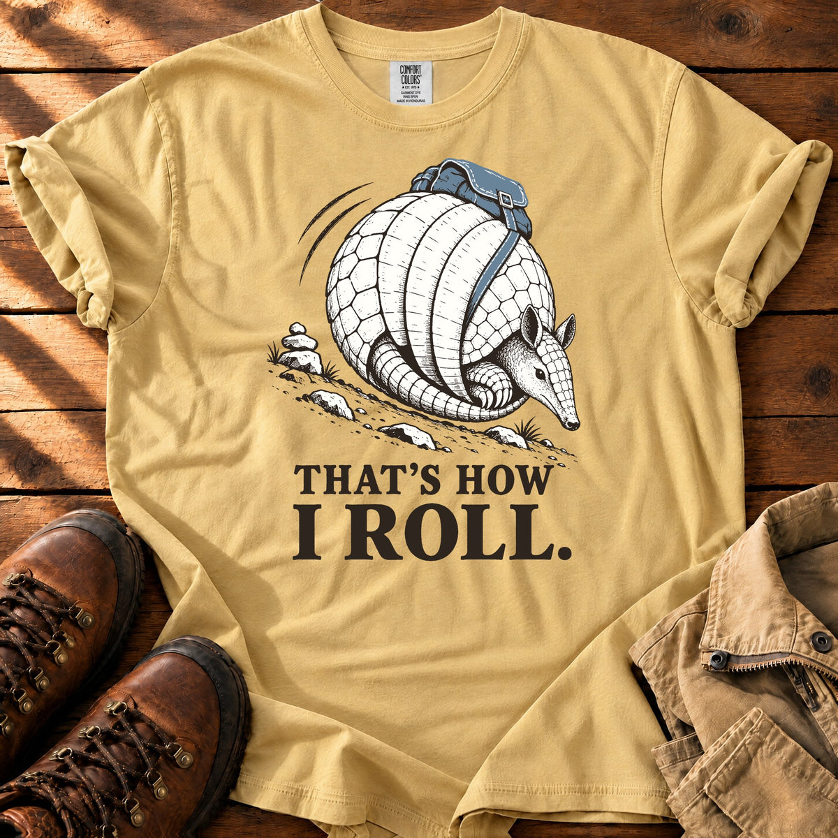 How I Roll T-shirt — Mustard / S