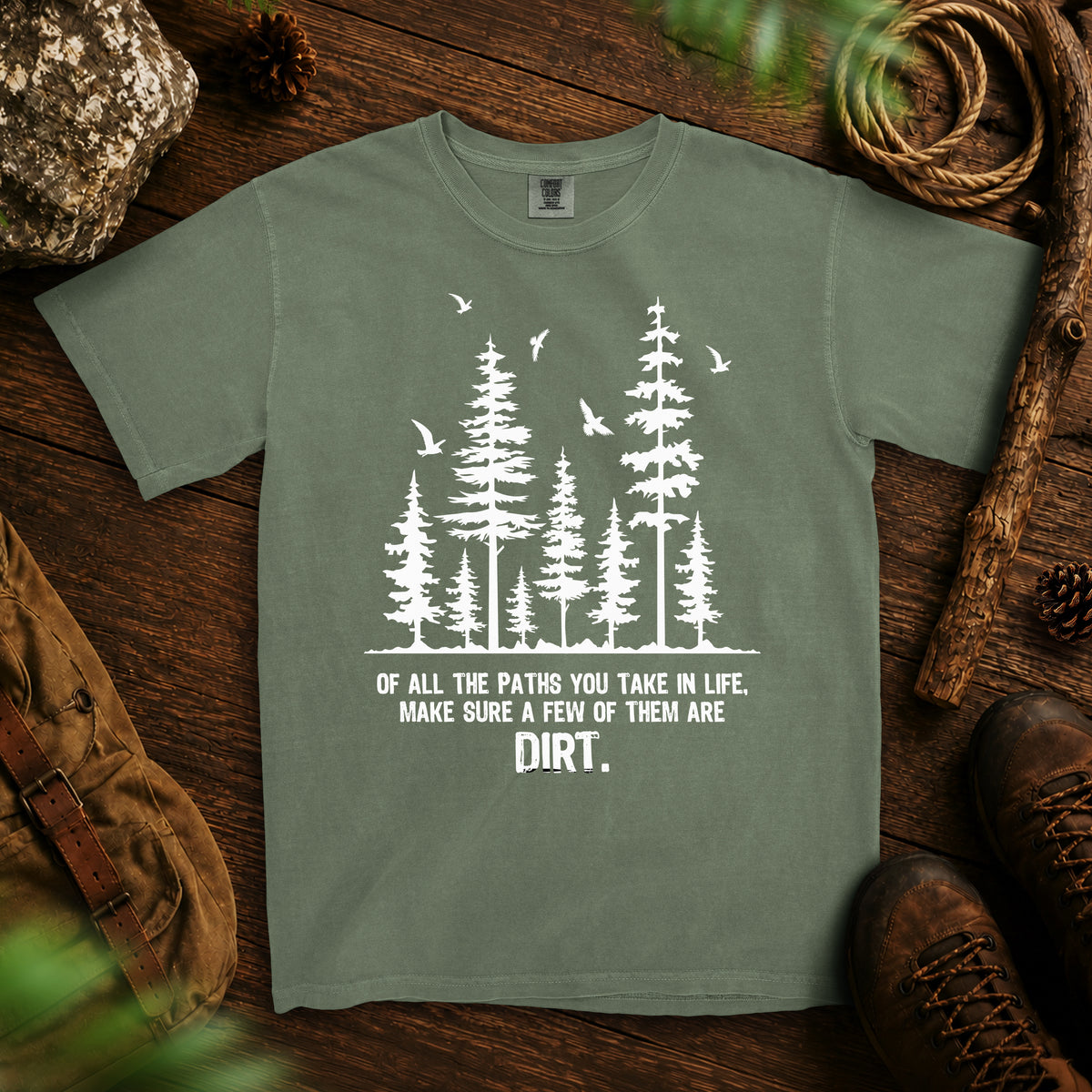 Paths In Life T-shirt — Moss