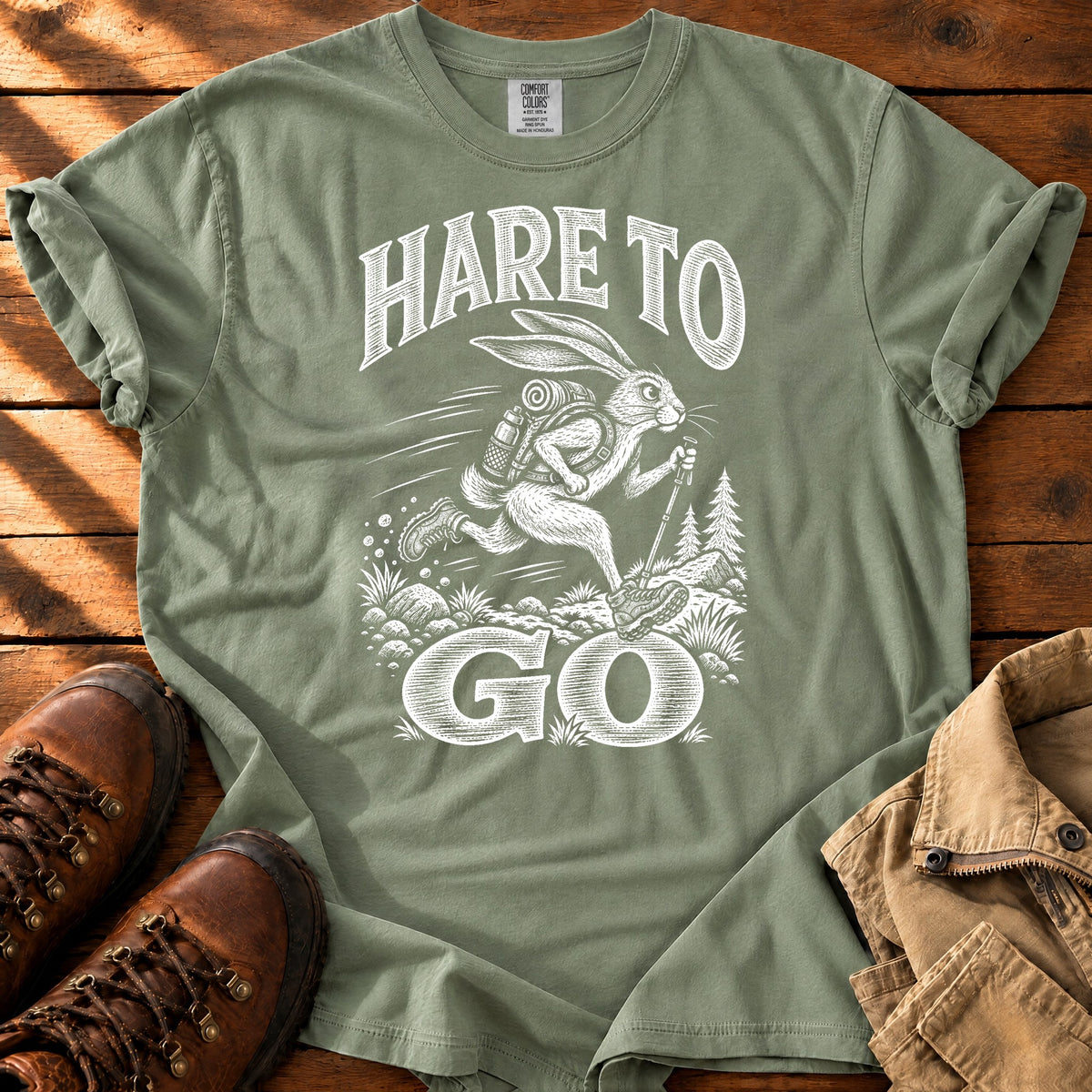 Hare To Go T-shirt — Sage / S