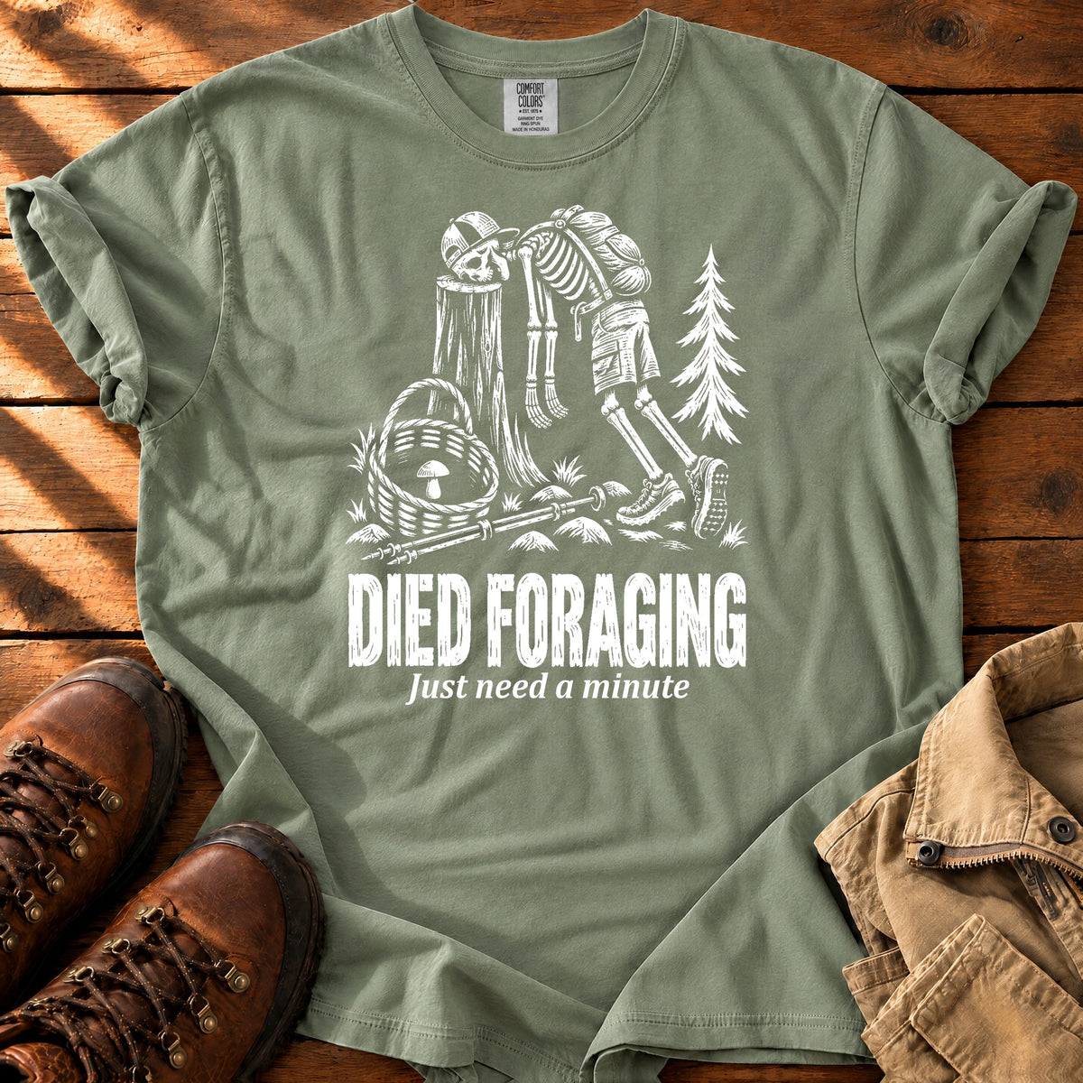 Died Foraging T-shirt — Sage / S