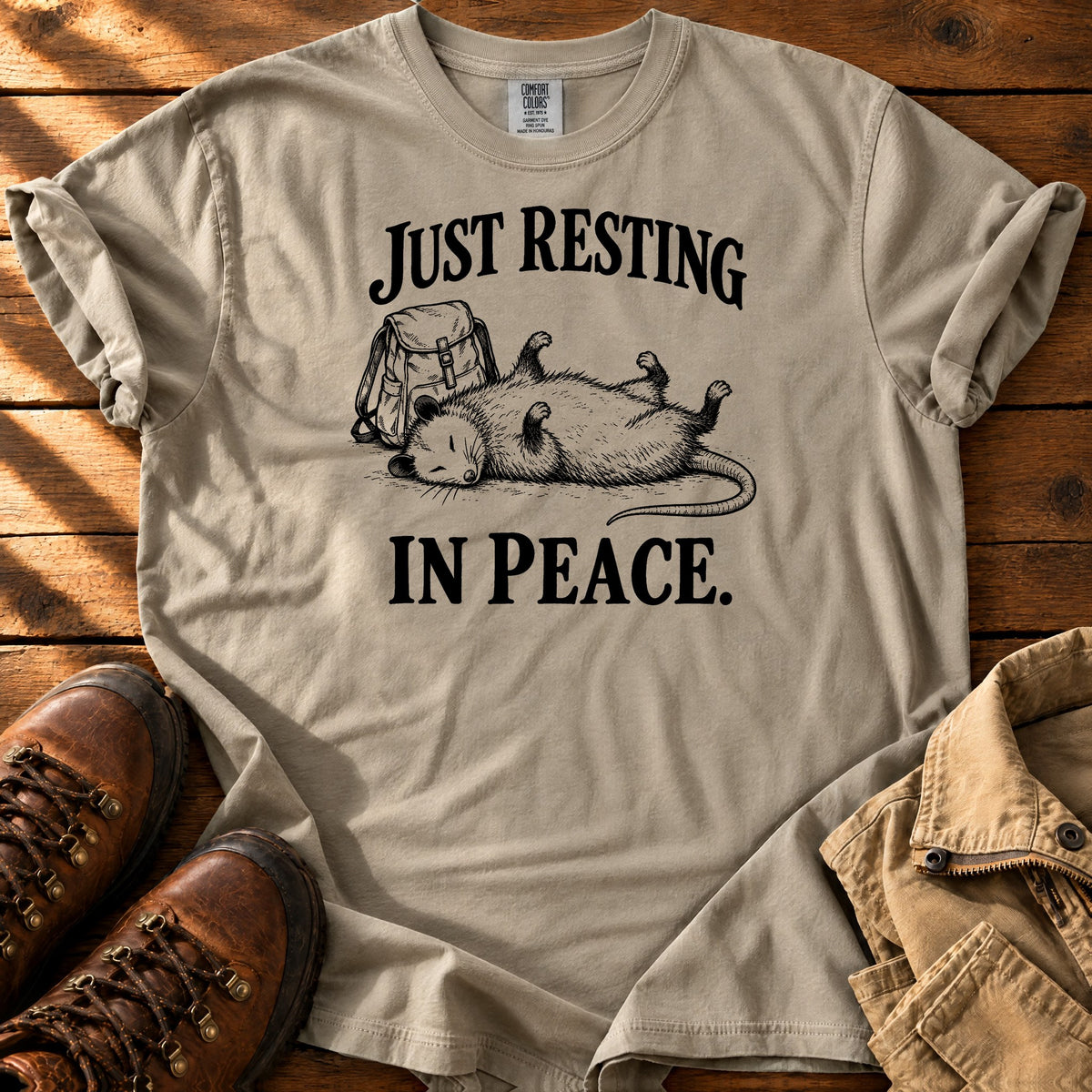 Resting In Peace T-shirt — Sandstone / S