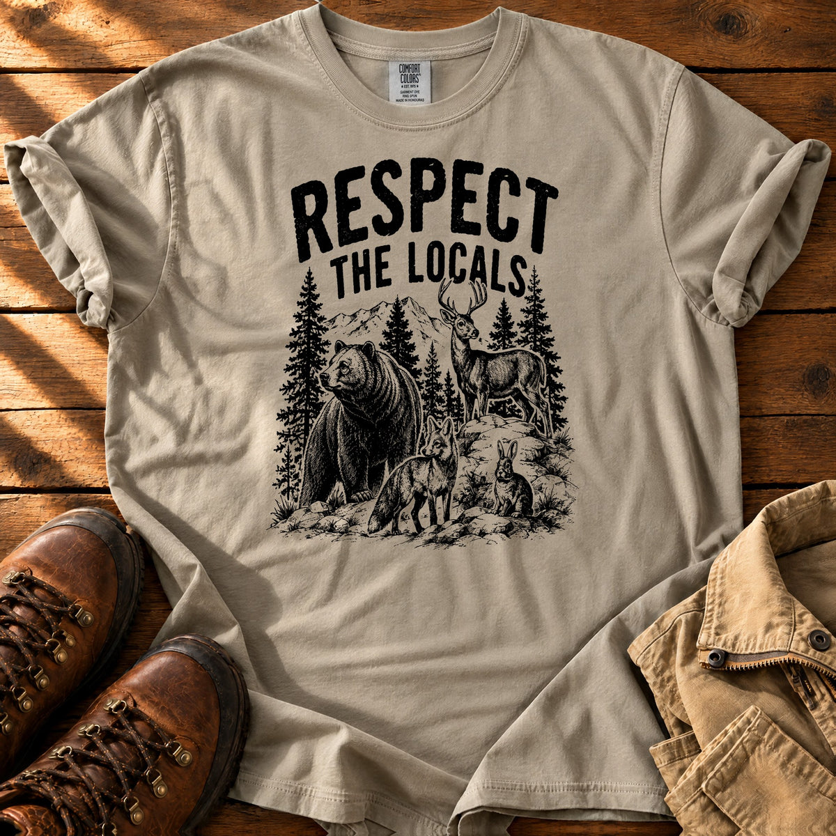 Respect The Local T-shirt — Sandstone / S