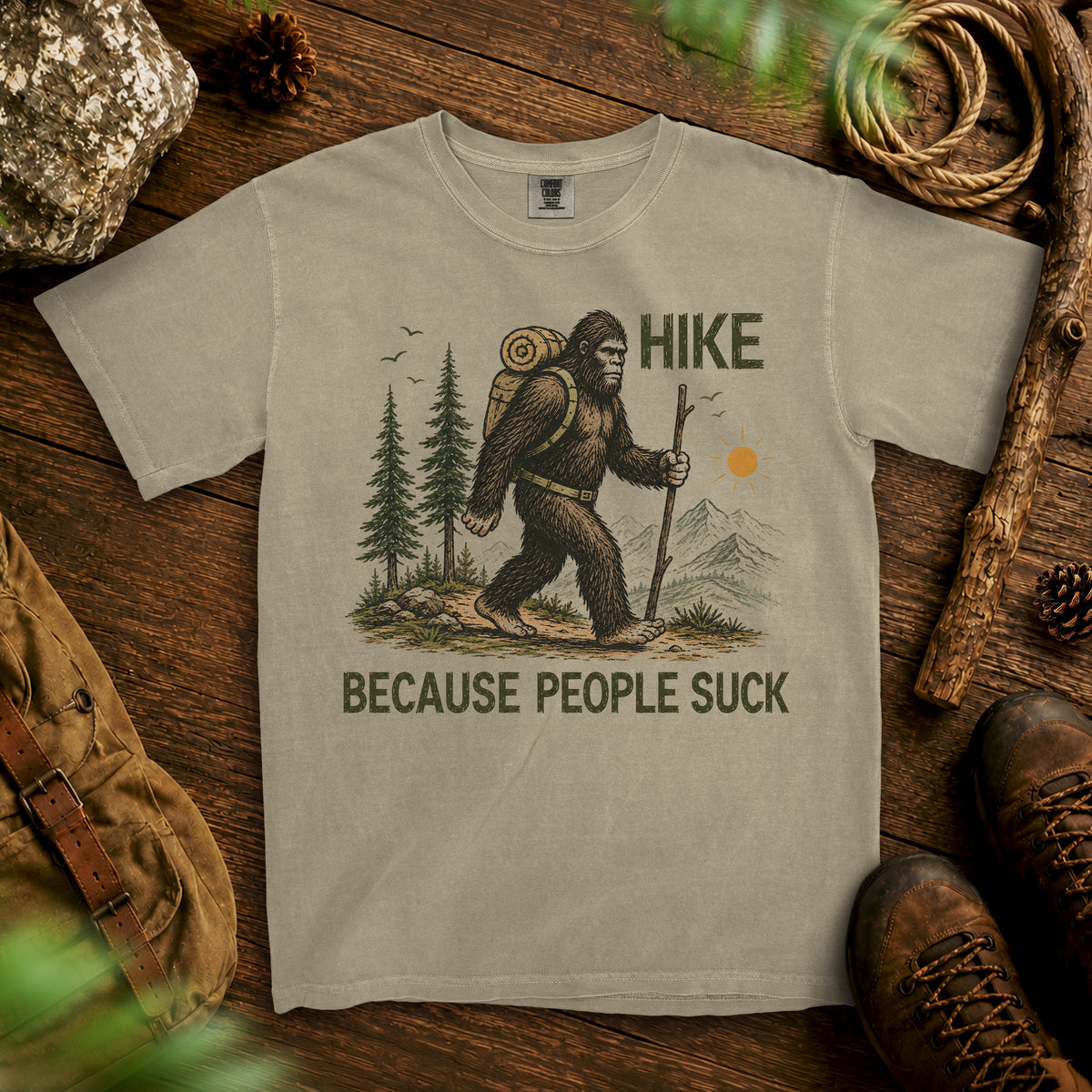 Bigfoot Hiking T-Shirt — Sandstone
