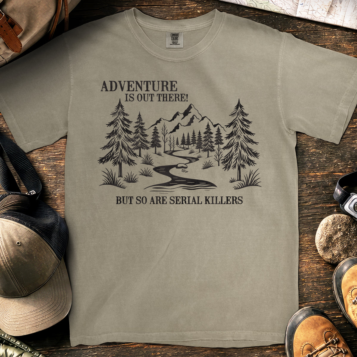 Adventure Meets Danger T-Shirt — Sandstone