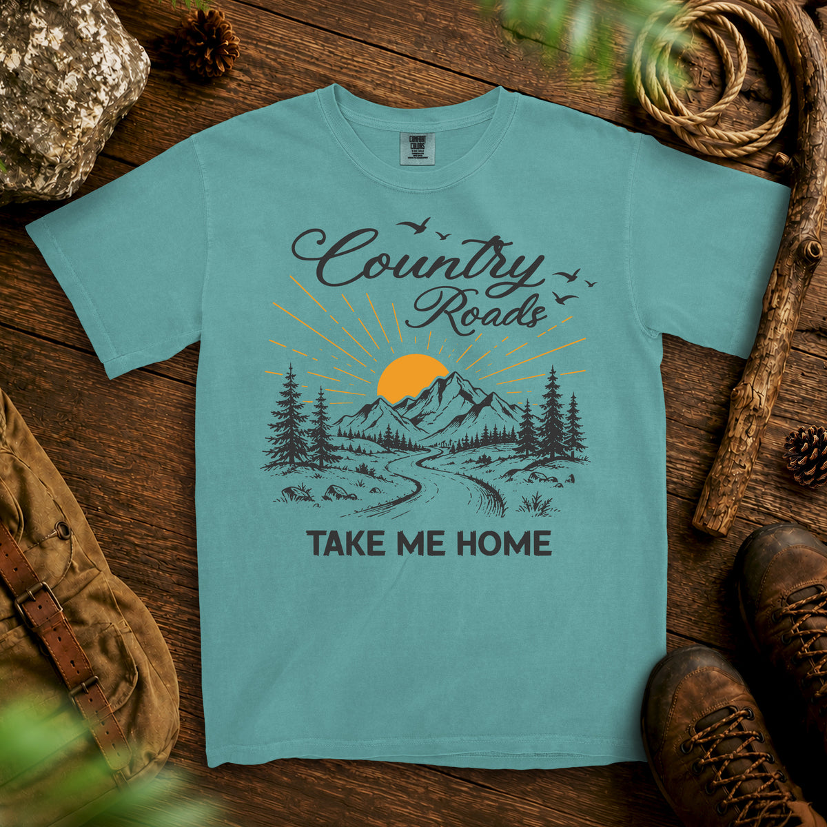 Country Roads T-shirt — Seafoam