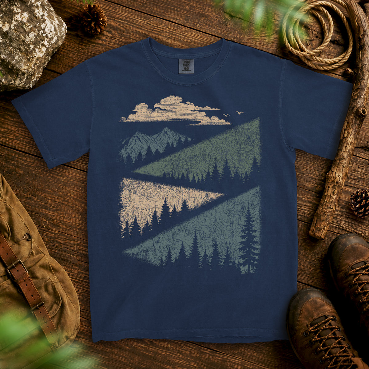 Mountain Road Trip T-Shirt — True Navy