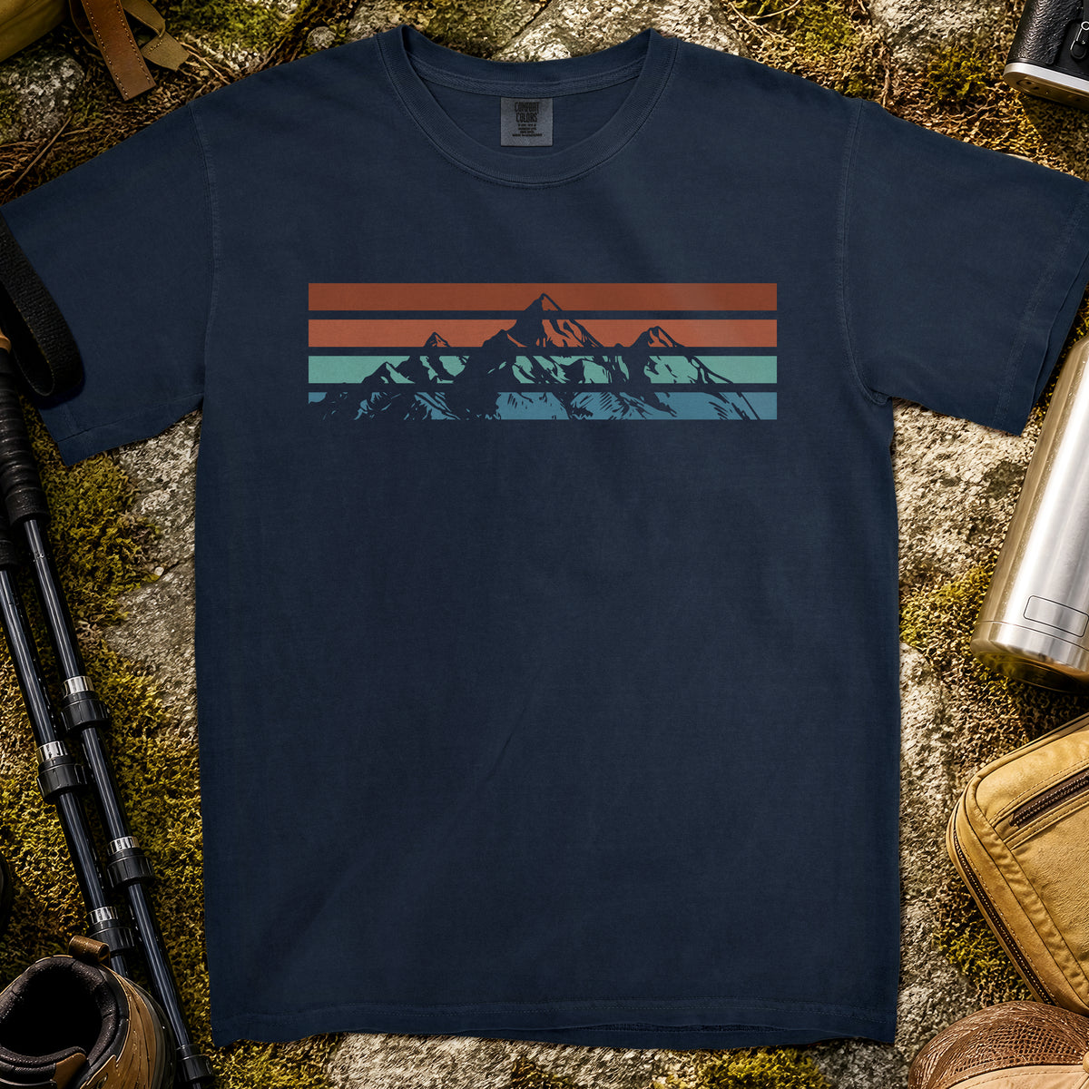 Retro Mountain Range T-Shirt — True Navy