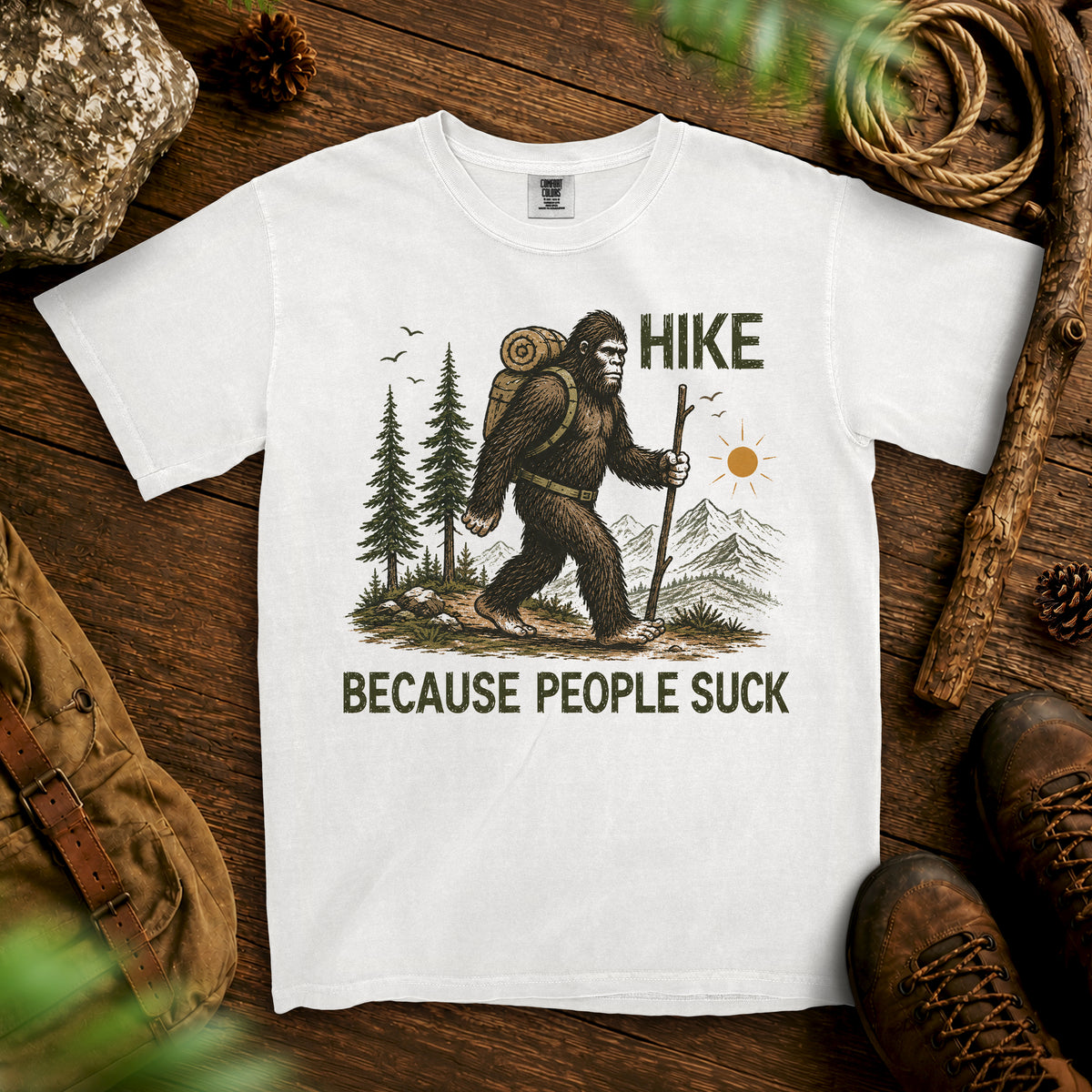 Bigfoot Hiking T-Shirt — White