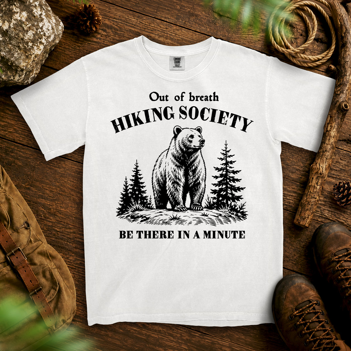 Bear Hiking Society T-Shirt — White