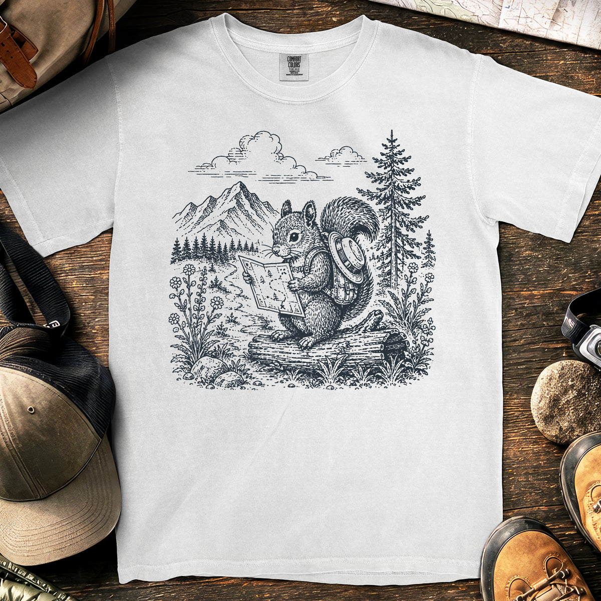 Explorer Squirrel T-Shirt — White
